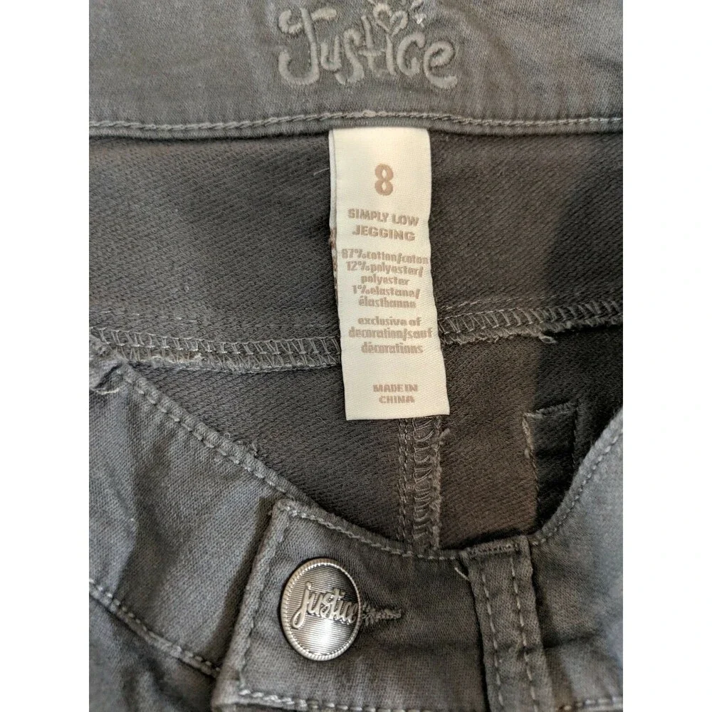 JUSTICE Simply Low Girls Gray Jegging Size 8 Skinny Stretch Legging Jeans